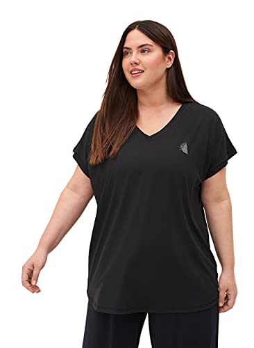 Zizzi Active by Große Größen Damen T-Shirt mit V-Ausschnitt Gr Gr S Black - Plus Size Damen Kleidung von Zizzi