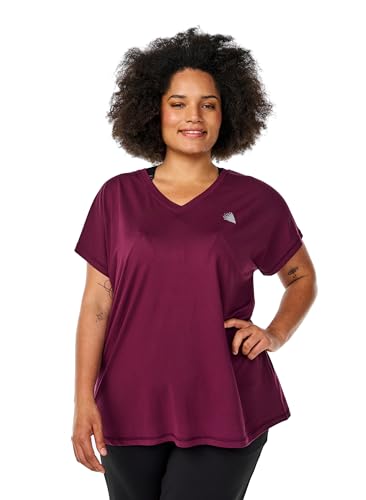 Zizzi Active by Große Größen Damen T-Shirt mit V-Ausschnitt Gr Gr S Grape Wine - Plus Size Damen Kleidung von Zizzi