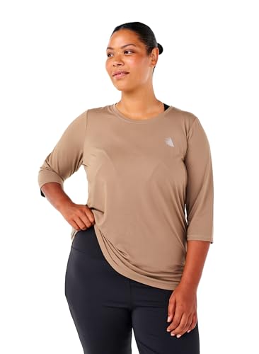Zizzi Active by Große Größen Damen Trainingsshirt mit 3/4-Ärmeln Gr Gr M Walnut von Zizzi
