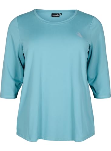 Zizzi Active by Große Größen Damen Trainingsshirt mit 3/4-Ärmeln Gr Gr S Bristol Blue von Zizzi