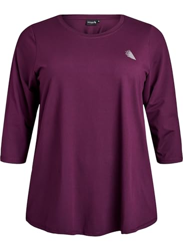 Zizzi Active by Große Größen Damen Trainingsshirt mit 3/4-Ärmeln Gr Gr S Potent Purple von Zizzi