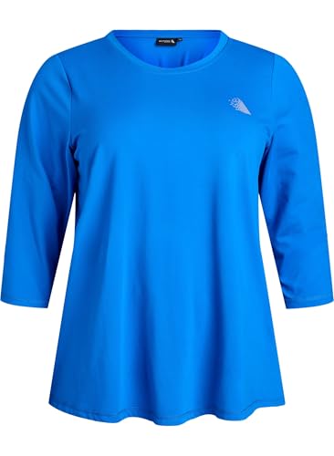 Zizzi Active by Große Größen Damen Trainingsshirt mit 3/4-Ärmeln Gr Gr S Princess Blue von Zizzi