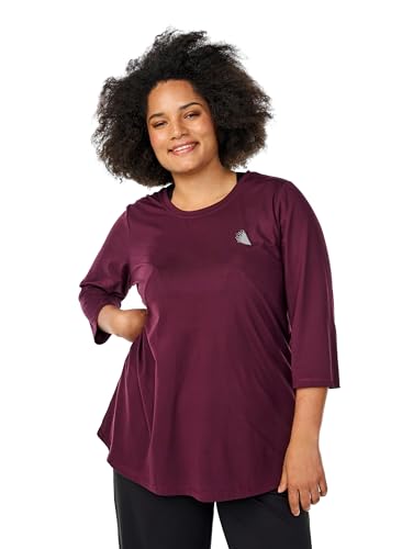 Zizzi Active by Große Größen Damen Trainingsshirt mit 3/4-Ärmeln Gr Gr S Winetasting von Zizzi