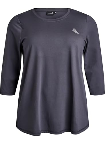 Zizzi Active by Große Größen Damen Trainingsshirt mit 3/4-Ärmeln Gr Gr XXL Asphalt von Zizzi