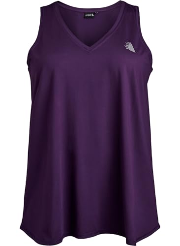 Zizzi Active by Große Größen Damen Trainingstop mit V-Ausschnitt Gr Gr XXL Purple Pennant - Plus Size Damen Kleidung von Zizzi