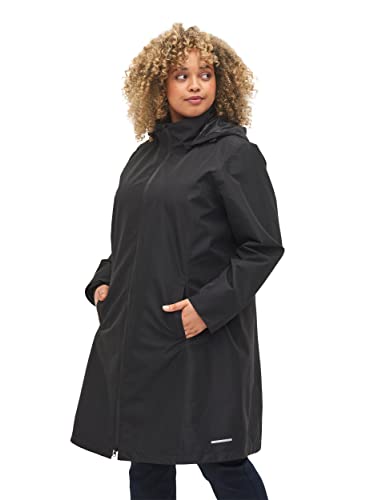 Zizzi Active by Women Große Größen Regenjacke Reflektor Kapuze S. - Plus Size Damenkleidung 42-44 Black von Zizzi