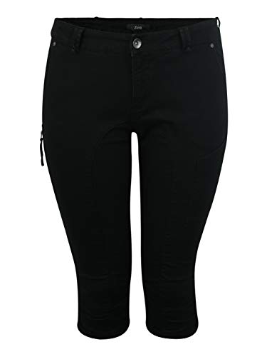 Zizzi Damen Capri Jeans 3/4 Caprihose mit Stretch Hose Große Größen -Schwarz-42 von Zizzi