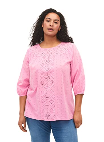 Zizzi Damen Gro0e Größen Bluse Baumwolle 3/4-Ärmel Gr 54-56 Rosebloom von Zizzi