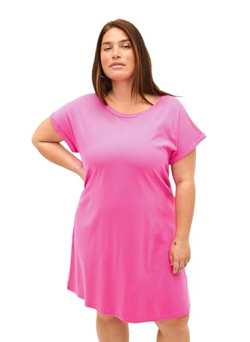 Zizzi Damen Große Größen 2er-Pack Kleider Baumwolle Kurze Ärmel Gr Gr M Shocking Pink/Black von Zizzi