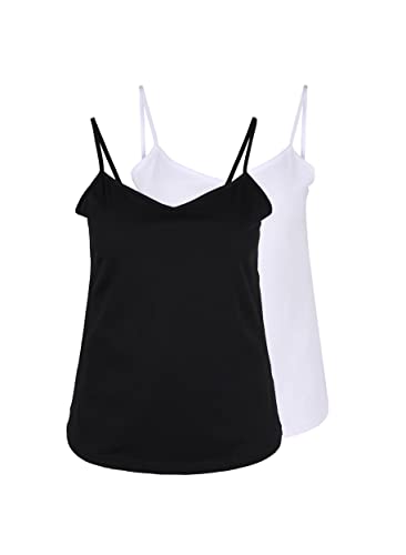 Zizzi Damen Große Größen 2er-Pack Top Baumwolle V-Ausschnitt Gr. 42-44 Black/Bright White von Zizzi