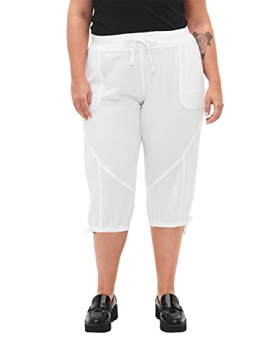 Zizzi Damen Große Größen 3/4 Hosen Baumwolle Taschen Gr 42-44 Bright White von Zizzi