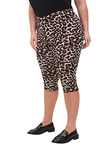 Zizzi Damen Große Größen 3/4 Leggings 2er-Pack Gr 42-44 Black/Leo AOP von Zizzi