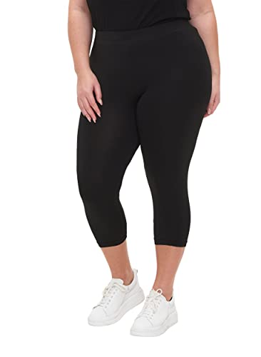 Zizzi Damen Große Größen 3/4 Leggings 2er-Pack Gr 42-44 Black von Zizzi