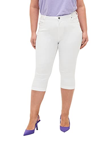 Zizzi Damen Große Größen Amy 3/4 Jeans Slim Fit Hohe Taille Gr Gr 42 Bright White von Zizzi
