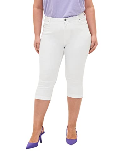 Zizzi Damen Große Größen Amy 3/4 Jeans Slim Fit Hohe Taille Gr 60 Bright White von Zizzi