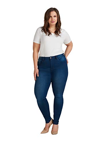 Zizzi Damen Große Größen Amy Jeans Hohe Taille Slim Gr 56W / 82 cm Blue Denim von Zizzi