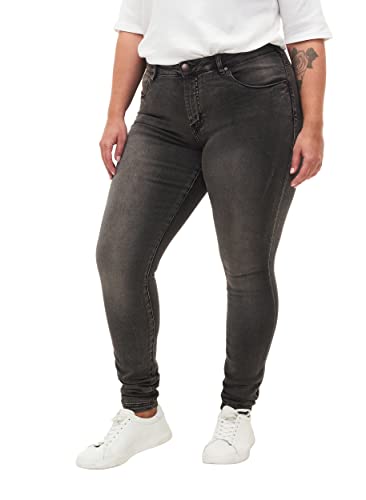 Zizzi Damen Große Größen Amy Jeans Hohe Taille Slim Gr 52W / 82 cm Dark Grey Denim von Zizzi