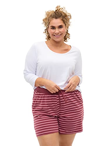 Zizzi Damen Große Größen Baumwoll T Shirt mit 3/4 Ärmeln und Rundhals Gr - Plus Size Damen Kleidung 54-56 Bright White von Zizzi