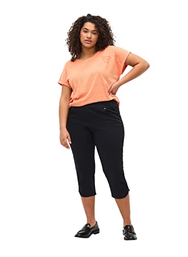 Zizzi Damen Große Größen Baumwollmischung Eng anliegende Caprihose Größe 54-56 Black von Zizzi