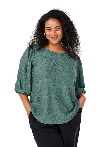 Zizzi Damen Große Größen Bluse 3/4-Ärmel Textur Größe Gr L Dark Forest von Zizzi