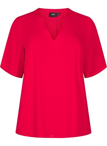 Zizzi Damen Große Größen Bluse Kurzarm V-Ausschnitt Größe Gr L Urban Red von Zizzi