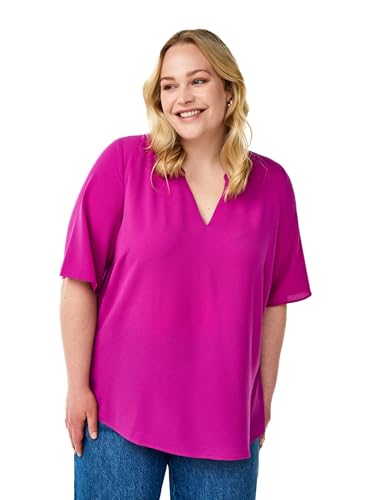Zizzi Damen Große Größen Bluse Kurzarm V-Ausschnitt Größe Gr S Vivid Viola von Zizzi