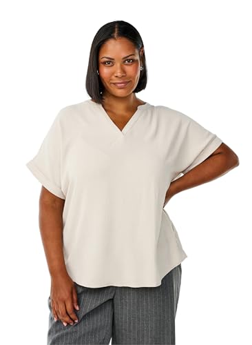 Zizzi Damen Große Größen Bluse Kurzarm V-Ausschnitt Größe Gr XL Pumice Stone von Zizzi