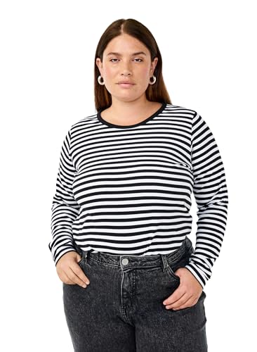 Zizzi Damen Große Größen Bluse Langarm Streifen Größe Gr M Black/White von Zizzi