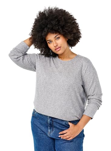 Zizzi Damen Große Größen Bluse Lange Ärmel Rundhals Größe Gr XL Grey Melange von Zizzi