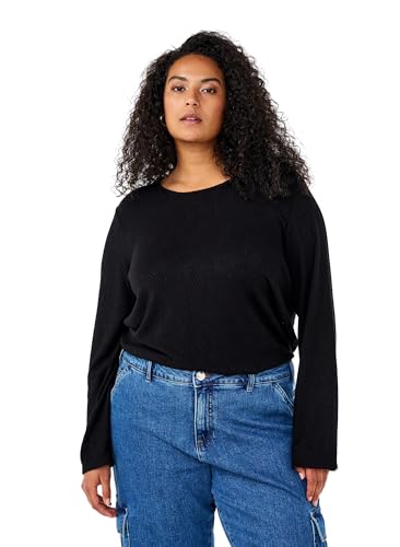 Zizzi Damen Große Größen Bluse Lange Ärmel Rundhals Größe Gr XXL Black von Zizzi