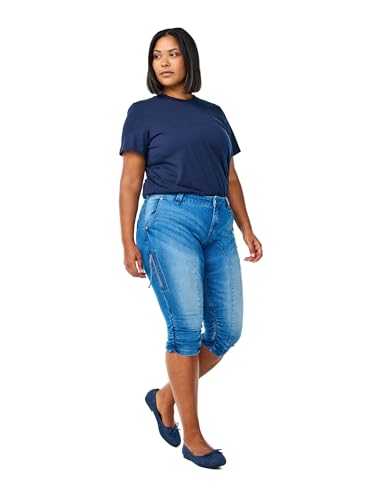 Zizzi Damen Große Größen Capri-Jeans Slim Fit Taschen Größe Gr 48 Light Blue Denim von Zizzi