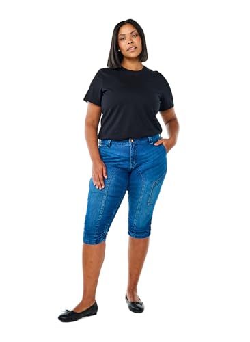 Zizzi Damen Große Größen Capri-Jeans Slim Fit Taschen Größe Gr 50 Dark Blue Denim von Zizzi