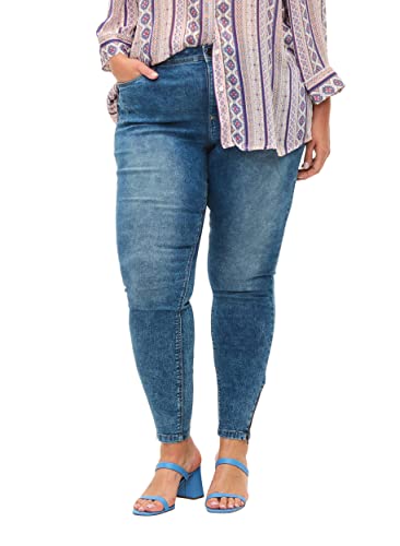 Zizzi Damen Große Größen Cropped Super Slim Fit Jeans Gr - Plus Size Damen Kleidung 54 Blue Denim von Zizzi