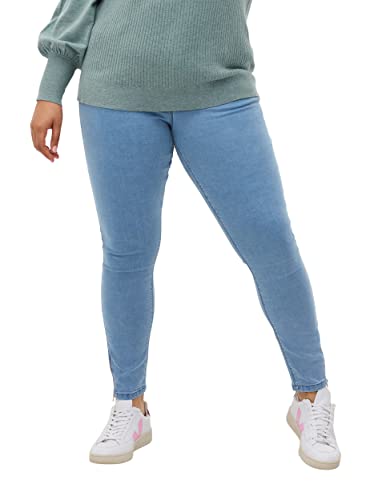 Zizzi Damen Große Größen Cropped Super Slim Fit Jeans Gr - Plus Size Damen Kleidung 42 Light Blue Denim von Zizzi