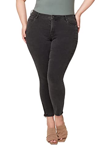 Zizzi Damen Große Größen Cropped Super Slim Fit Jeans Gr Gr 42 Grey Denim - Plus Size Damen Kleidung von Zizzi