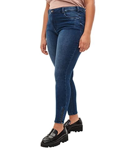 Zizzi Damen Große Größen Cropped Super Slim Fit Jeans Gr Gr 44 Dark Blue Denim - Plus Size Damen Kleidung von Zizzi