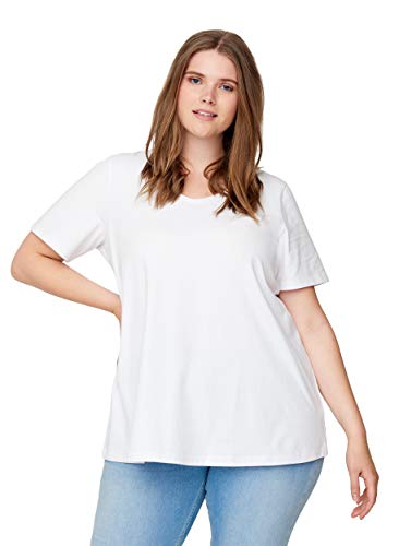 Zizzi Damen Große Größen Einfarbiges Kurzarm T Shirt mit V Ausschnitt Gr - Plus Size Damen Kleidung 42-44 Bright White von Zizzi