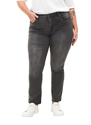 Zizzi Damen Große Größen Emily Jeans Slim Fit Normale Taillenhöhe Gr 44W / 82 cm Dark Grey Denim von Zizzi