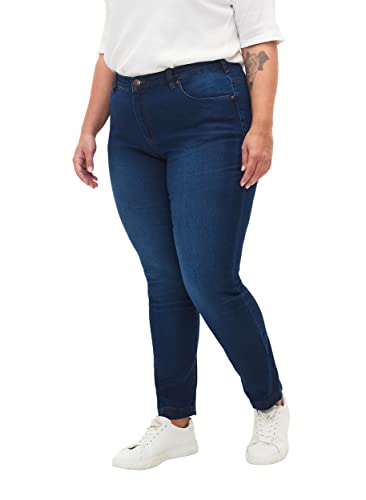Zizzi Damen Große Größen Emily Jeans Slim Fit Normale Taillenhöhe Gr 52W / 82 cm Blue Denim von Zizzi