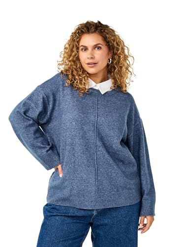 Zizzi Damen Große Größen Gestrickt Bluse Gerippter Rundhals Größe Gr M Bering Sea Mel. von Zizzi