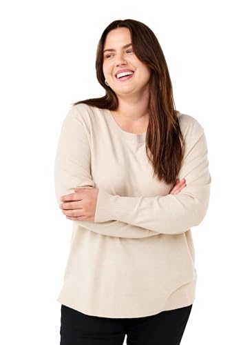 Zizzi Damen Große Größen Gestrickt Pullover gerippt Rundhals Größe 42–60 Gr M Rainy Day Mel. von Zizzi