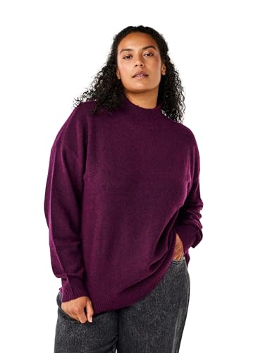 Zizzi Damen Große Größen Gestrickte Bluse Wolle Lange Ärmel Größen Gr XL Potent Purple Mel. von Zizzi