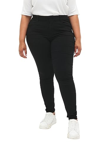 Zizzi Damen Große Größen Hose Slim Fit Eng Stretch Jeggings, Schwarz, 56 von Zizzi