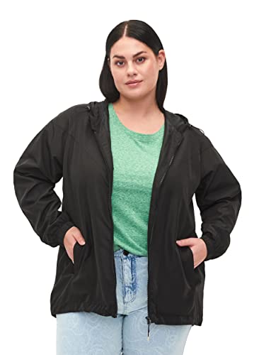 Zizzi Damen Große Größen Jacke Kapuze Taschen Verstellbarer Saum Gr 42-44 Black von Zizzi