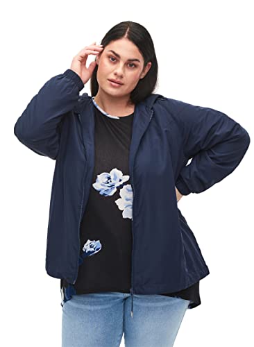 Zizzi Damen Große Größen Jacke Kapuze Taschen Verstellbarer Saum Gr 46-48 Navy Blazer von Zizzi