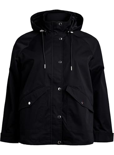 Zizzi Damen Große Größen Jacke Parka Reißverschluss Kapuze Größe Gr S Black von Zizzi