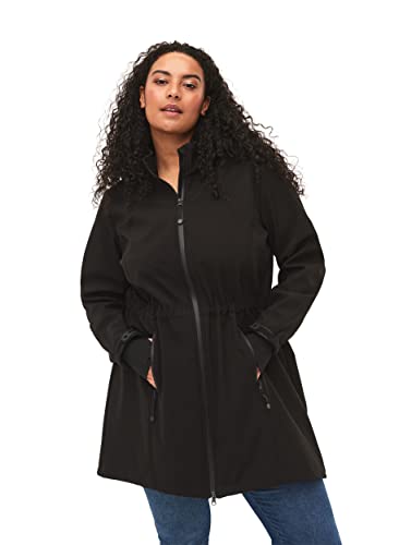 Zizzi Damen Große Größen Jacke Softshell Kapuze Gr 42-44 Black von Zizzi