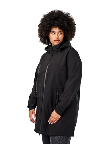 Zizzi Damen Große Größen Jacke Softshell Kapuze Gr 50-52 Black von Zizzi