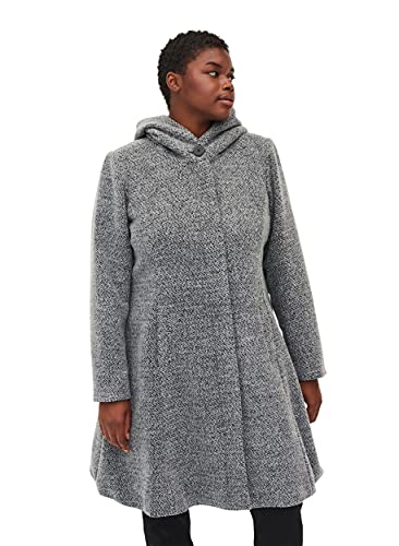 Zizzi Damen Große Größen Jacke mit Wolle und Kapuze Gr 46-48 Light Grey Melange von Zizzi
