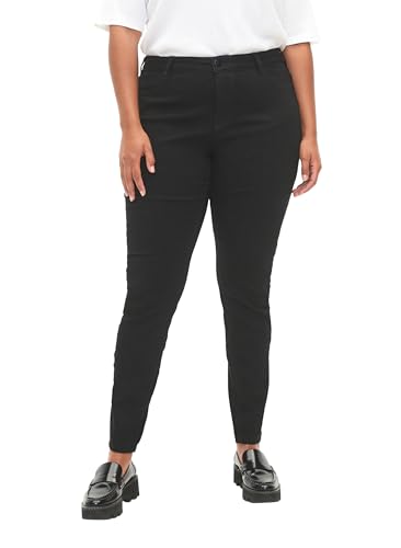 Zizzi Damen Große Größen Jeggings Baumwolle Stretch, Skinny Fit Hose für Frauen im Plus Size STR Gr M (46/48) Black von Zizzi